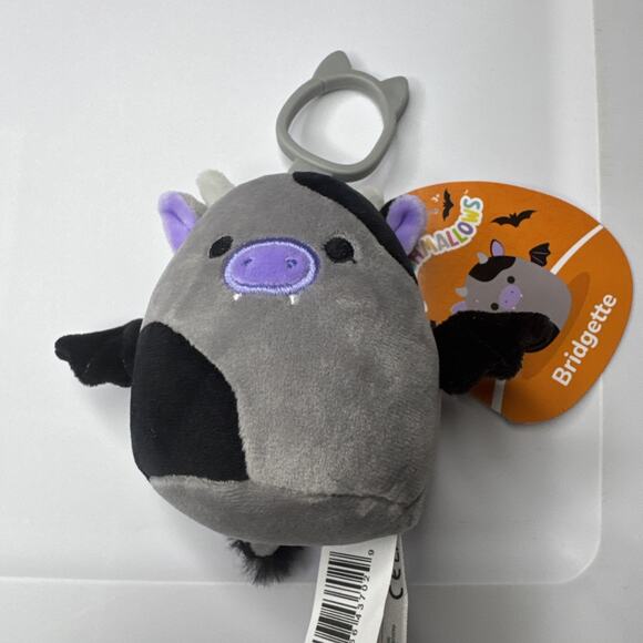 Jazwares Other - NWT Squishmallows Kellytoy Clip-On Halloween 2024 Bridgette the Cow 3.5"